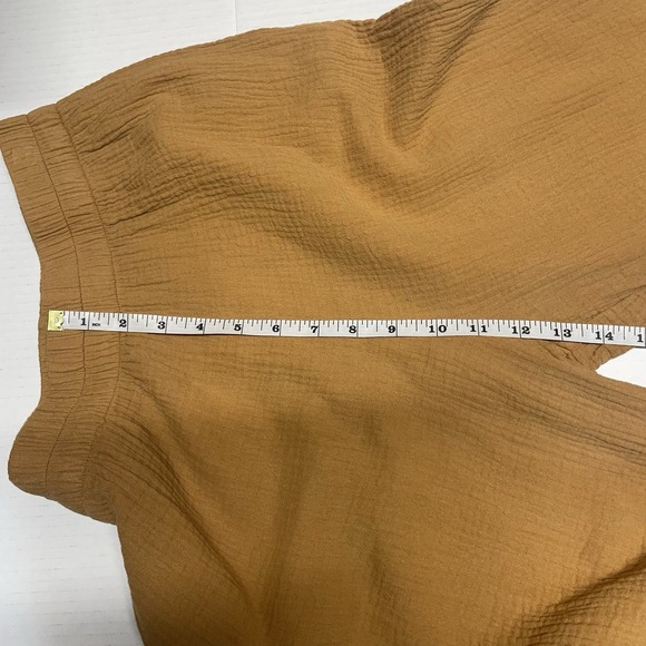 Women's Wishlist Camel Pull On Crop Muslin Wide Leg Cotton Pants Size Small - Picture 12 of 12